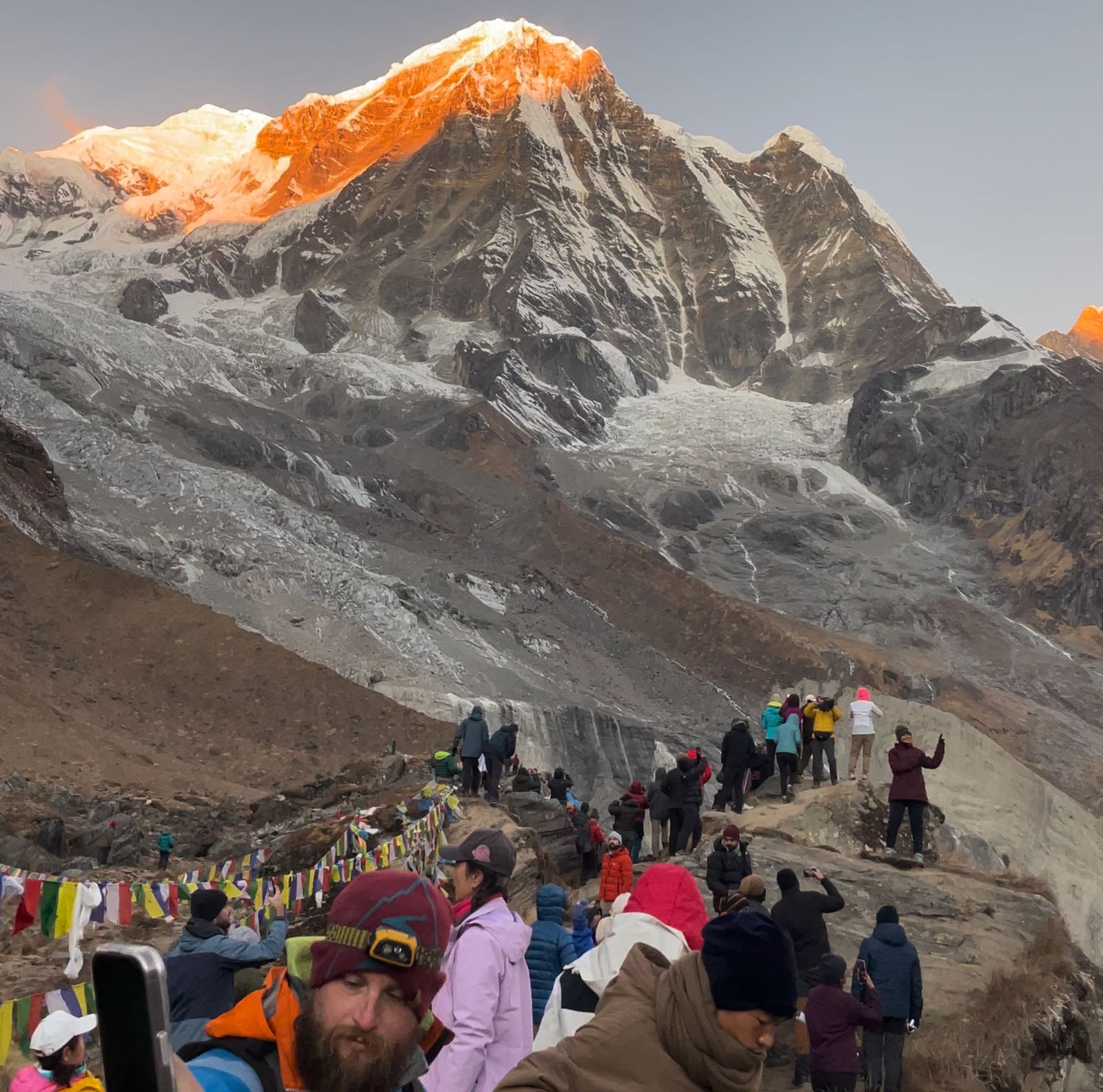 Sunrise view at Annapurna Base Camp (4,130 m / 13,550 ft) with Annapurna Himalayan range – Annapurna Sanctuary Trek