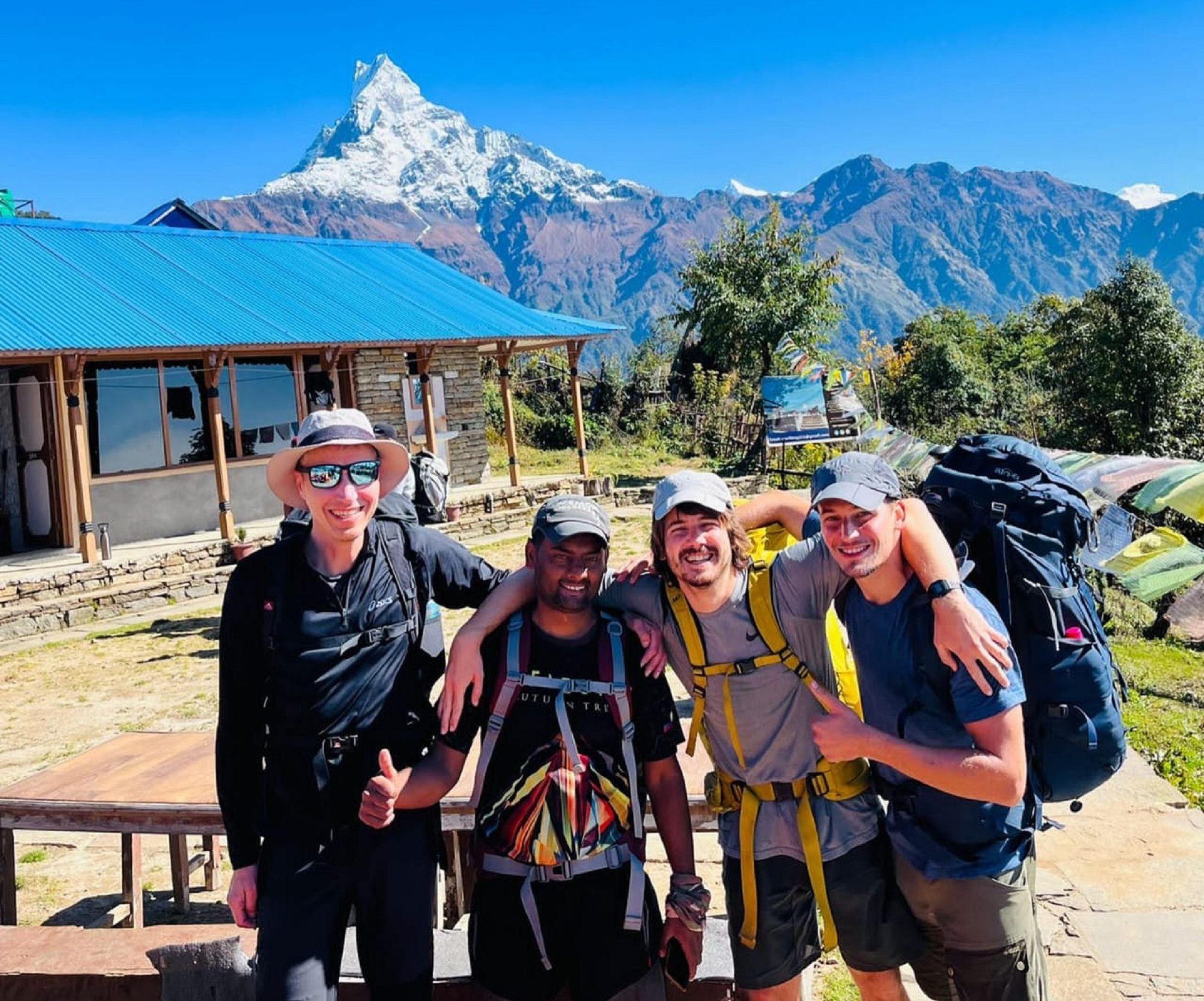 Trekkers exploring Annapurna Base Camp and Mardi Himal Base Camp on a combined trek in Nepal