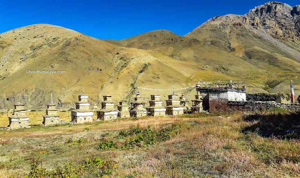 Set of Chortens at Dho Tarap on the Lower Dolpo Circuit Trek