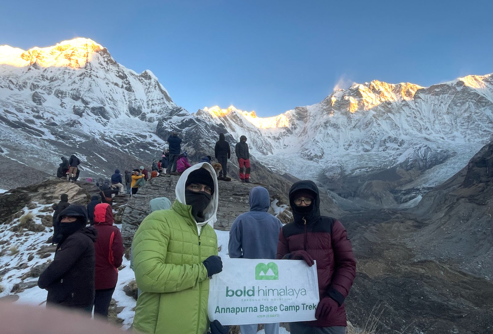 Bold Himalaya Team reached Annapurna Base Camp (4,130 m / 13,550 ft) during Annapurna Sanctuary Trek