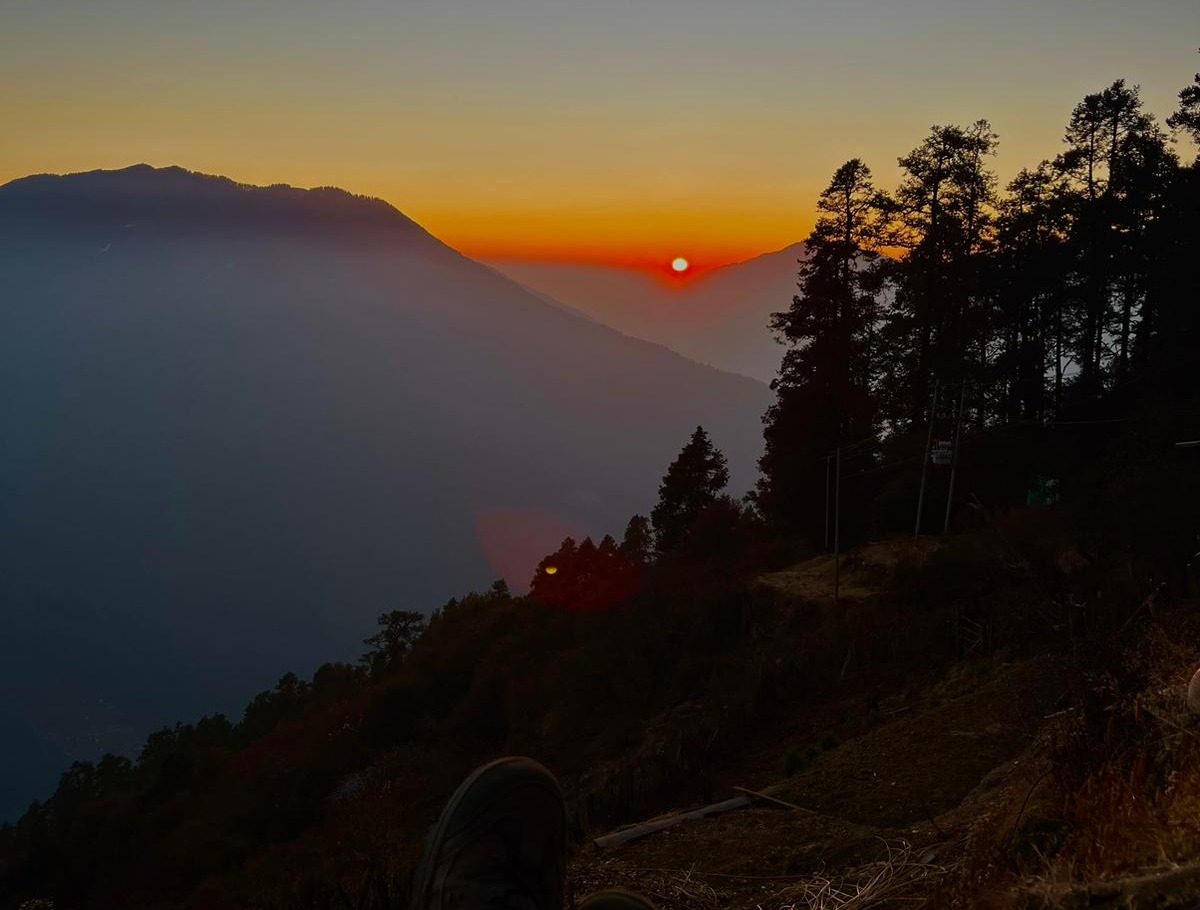 Chandanbari sunset golden mountain views on the way to Gosaikunda Lake Trek Nepal