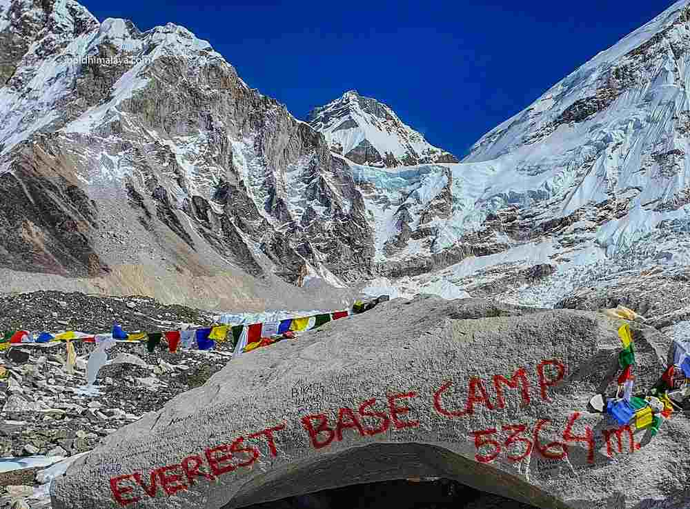Everest Base Camp at 5,364 metres (17,598 ft)