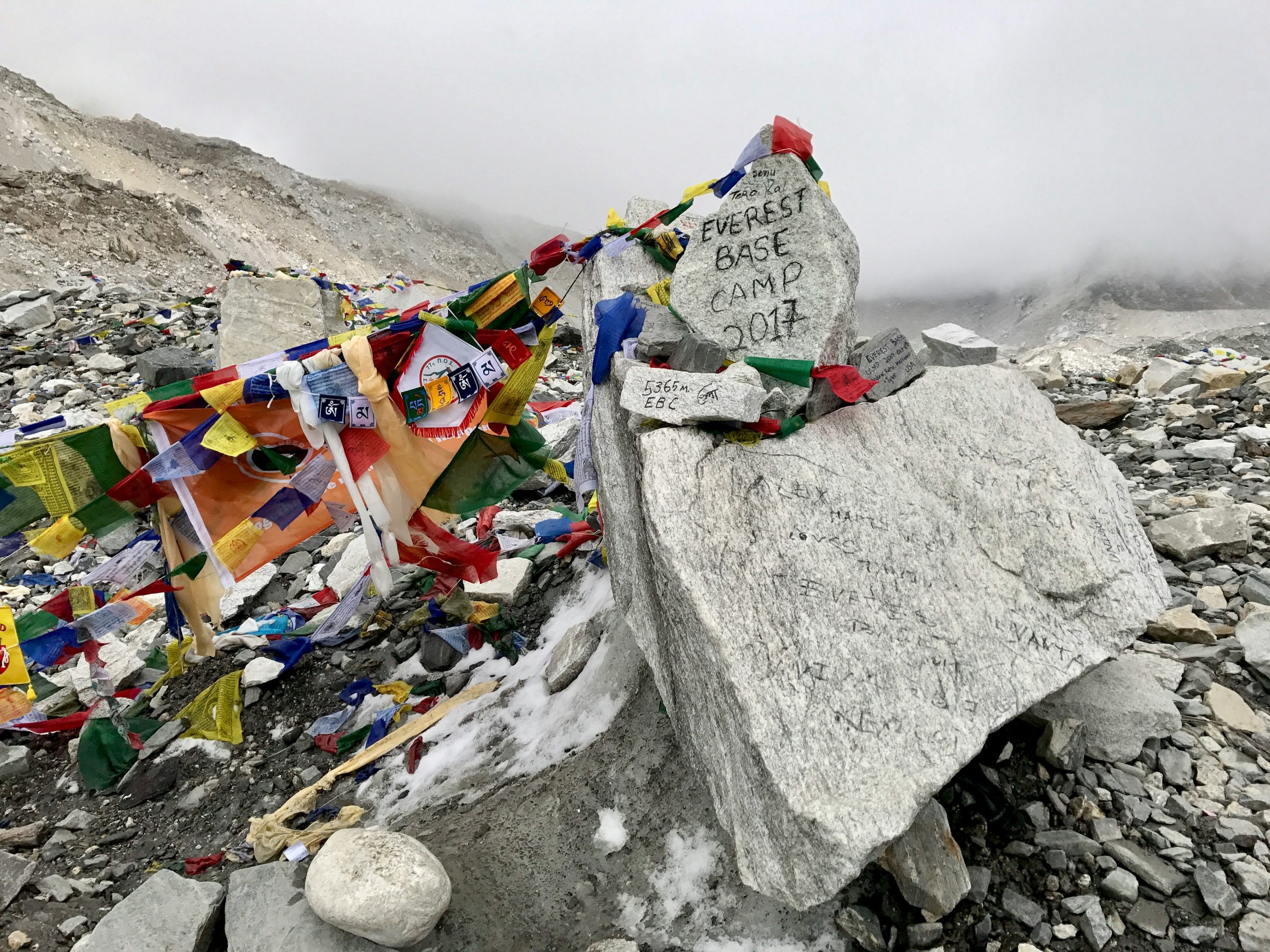 Colourful flags fluttering in the Everest Base Camp, the best view in the Everest Base Camp Trek 13 days