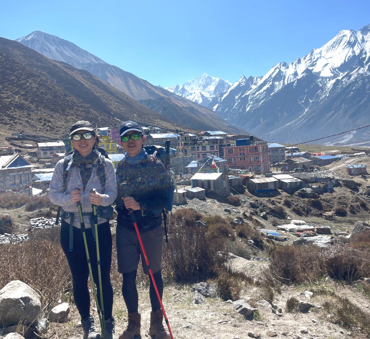 Standing at Langtang Village with Langtang Himalaya range in the backdrop Nepal trek