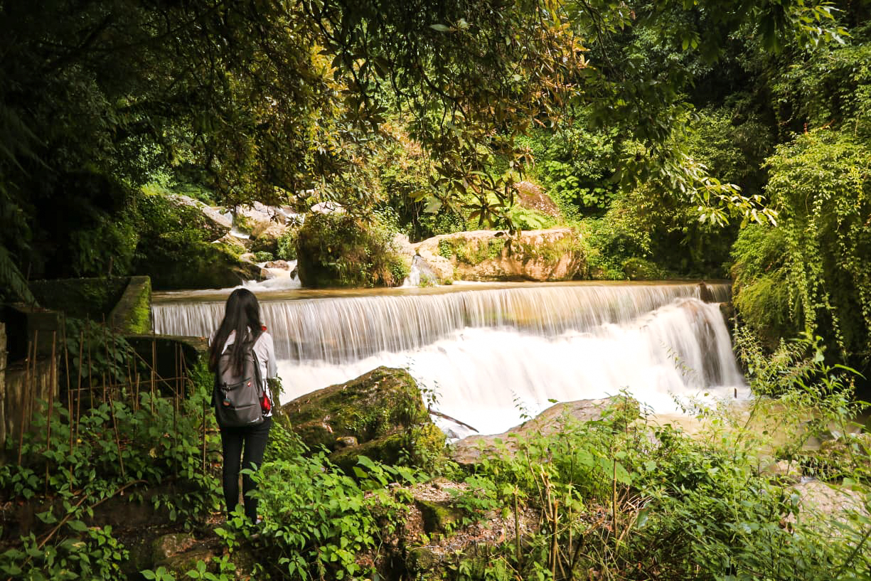 Beautiful view of Sundarijal waterfall at the start of the Chisapani Nagarkot Dhulikhel Namobuddha Trek