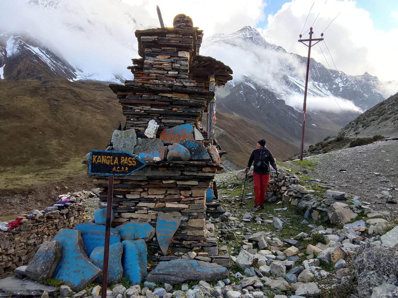 Trekking passing Buddhist Chorten Nar Phu Valley Trek Annapurna region Nepal