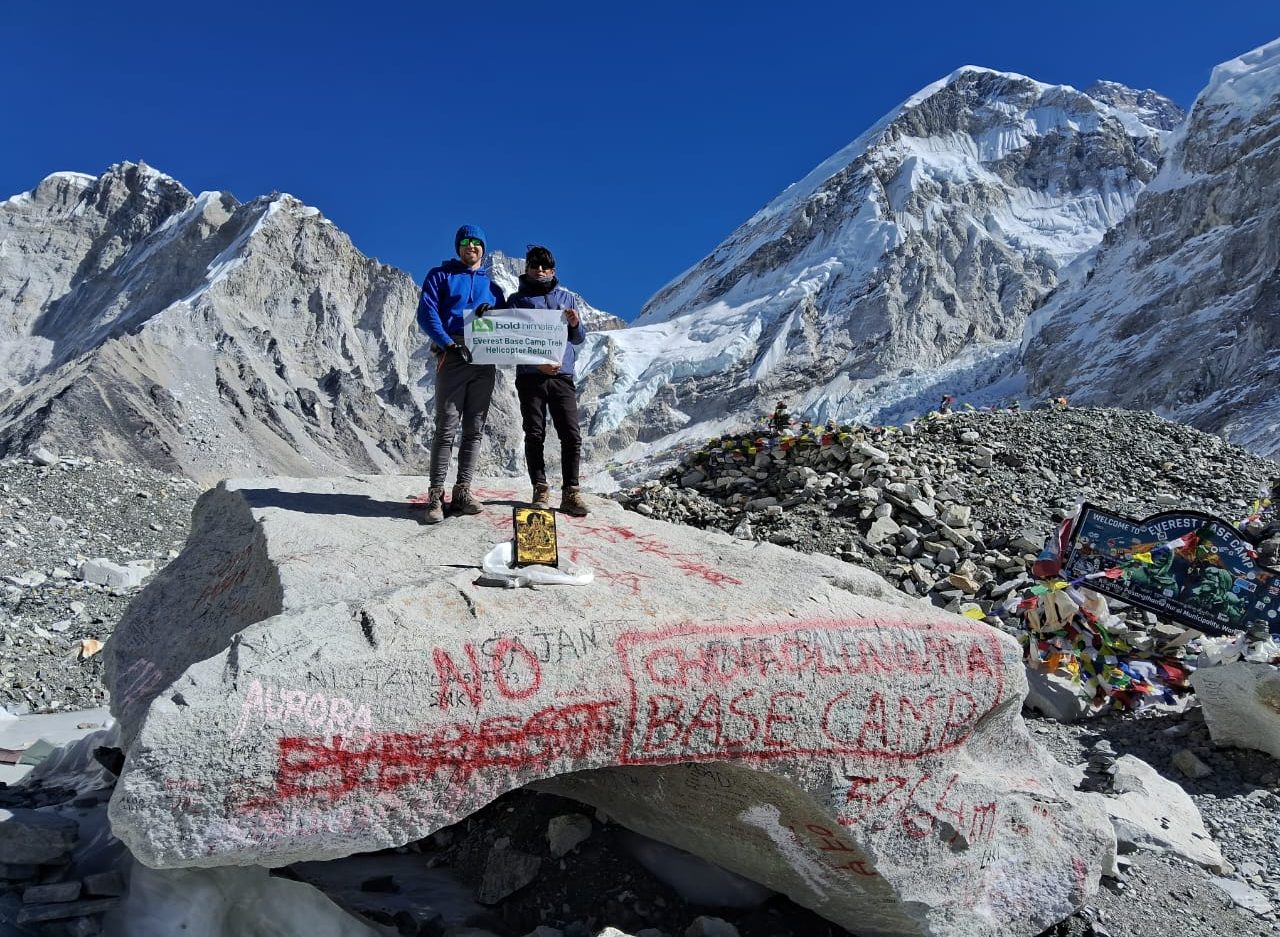 Everest Base Camp (5,364 m / 17,598 ft) – an unforgettable moment before returning by helicopter-Everest Base Camp Trek with Helicopter Return