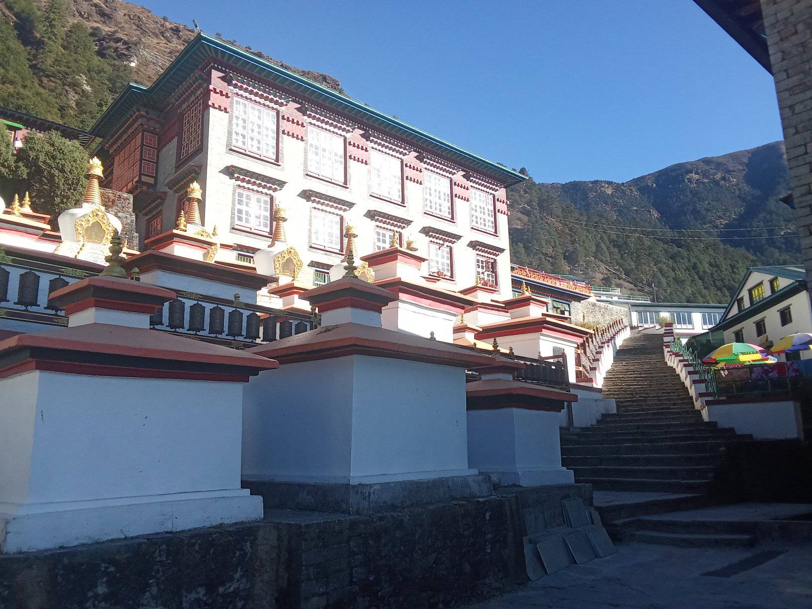 Buddhist monastery with traditional Sherpa architecture along the Pikey Peak Trek in Nepal’s Lower Everest region.
