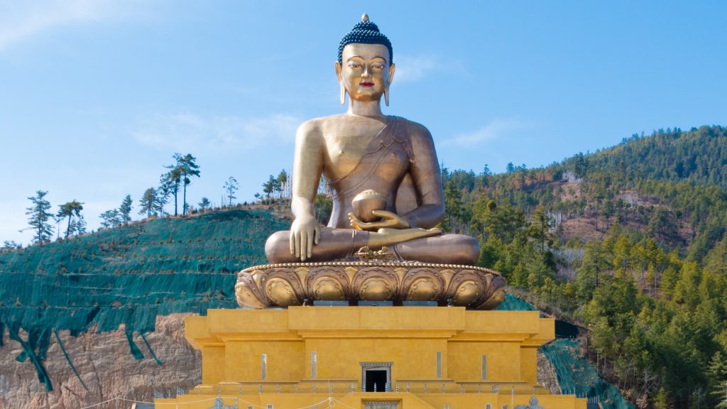 Visit Buddha Dordenma giant statue overlooking the Thimphu Valley, one of the adventure things to do in Bhutan