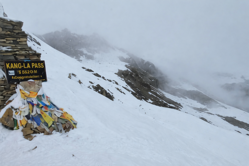 Kang La Pass in Nar-Phu Valley, with snow-capped peaks, the best high pass treks in Nepal