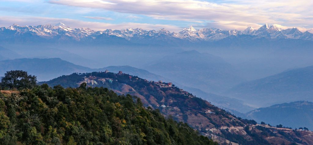Stunning view of the Himalayas from Nagarkot during a 2-days Kathmandu tour