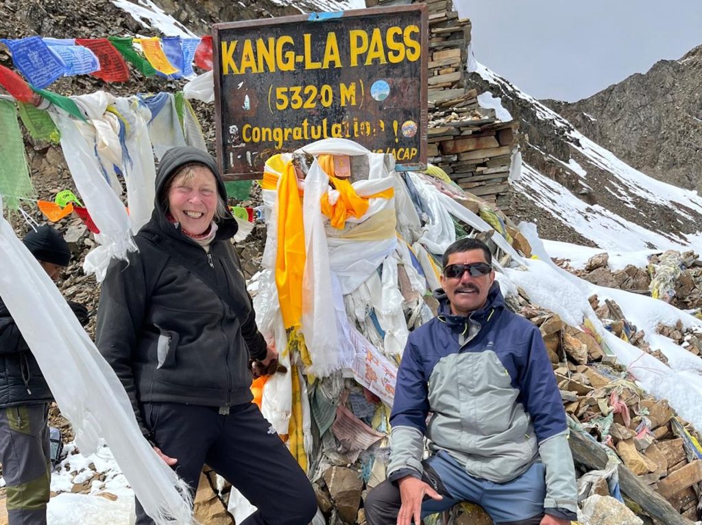 Bold Himalaya Team standing at Kang La Pass at 5,306 m / 17,400 ft during the Nar Phu Valley Trek in Nepal