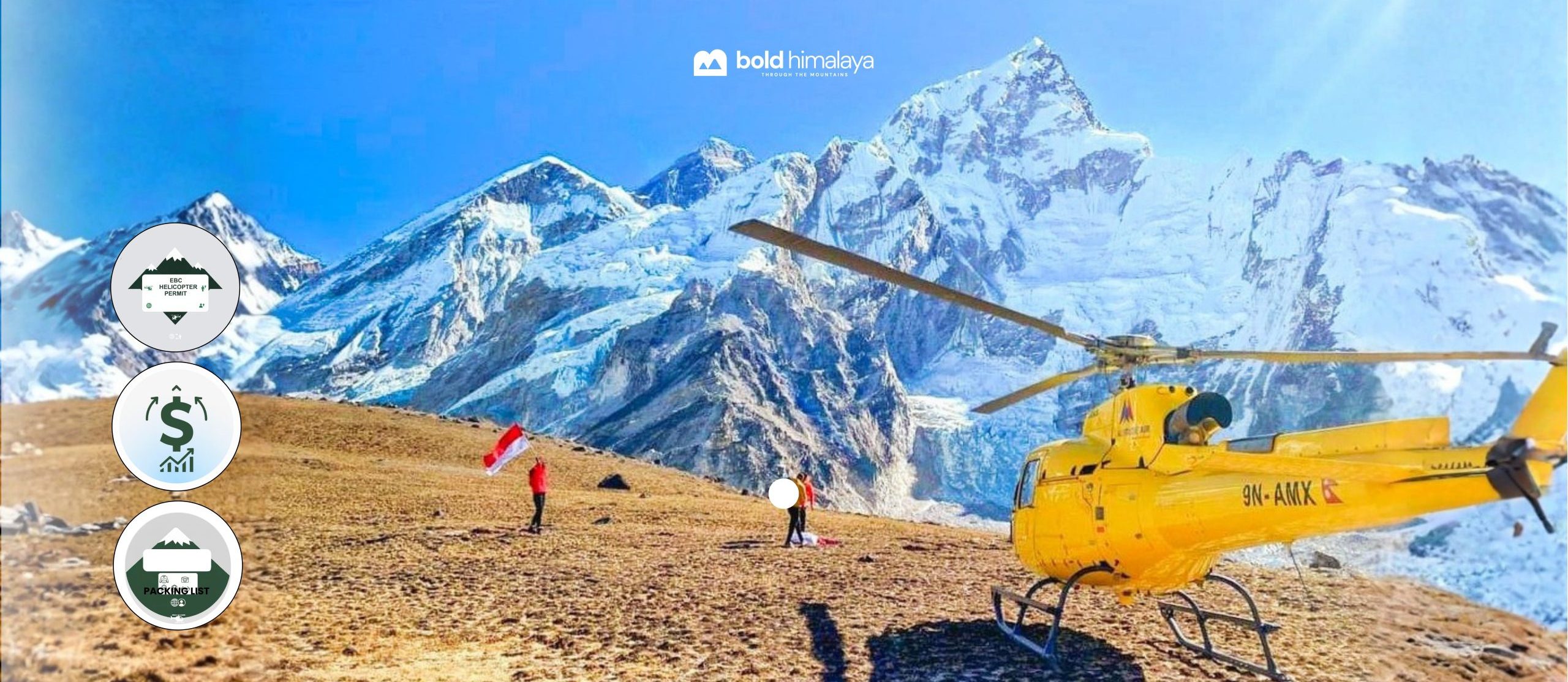 Everest Base Camp helicopter tour landing with beautifu; view of the Himalayan mountains-Everest Base Camp Trek with Helicopter Return