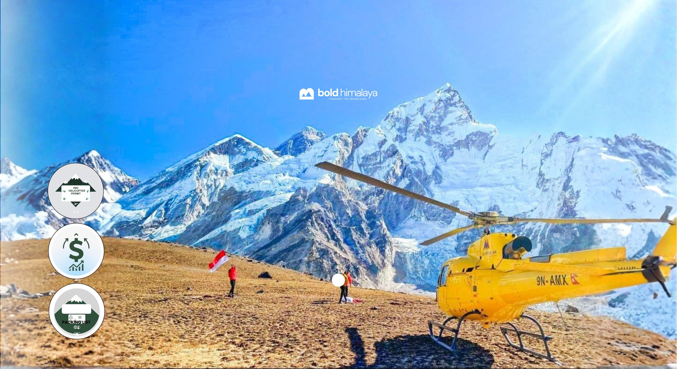 Everest Base Camp helicopter tour landing with beautifu; view of the Himalayan mountains-Everest Base Camp Trek with Helicopter Return