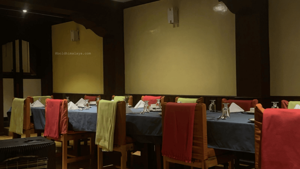 Luxury lodge dining on the Everest Base Camp Trek presents comfortable settings