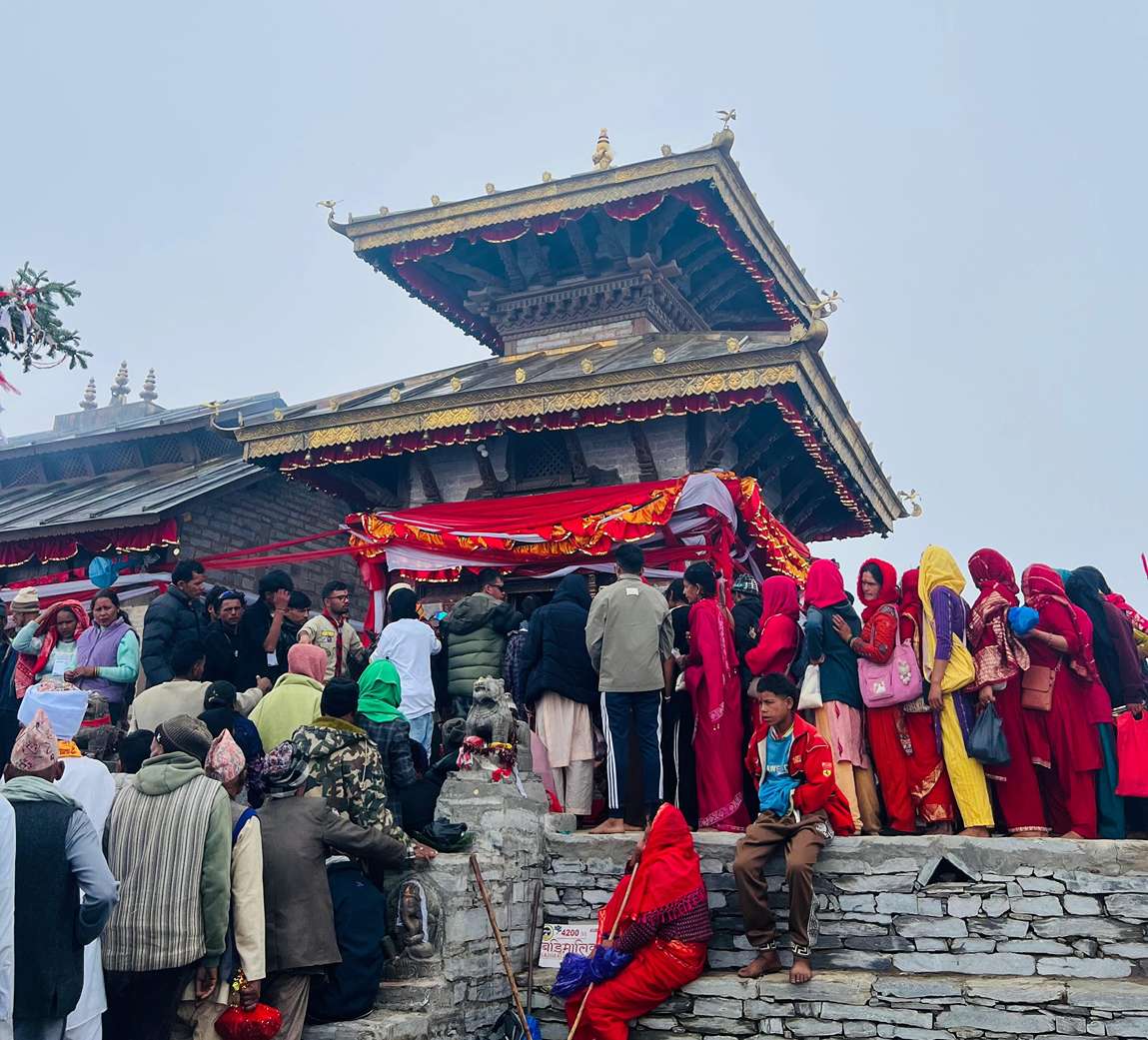 Badimalika Temple at hilltop surrounded by natural beauty and deities