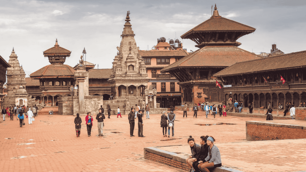 Bhaktapur Durbar Square with traditional Newari temples and historic architecture in Kathmandu Valley Nepal