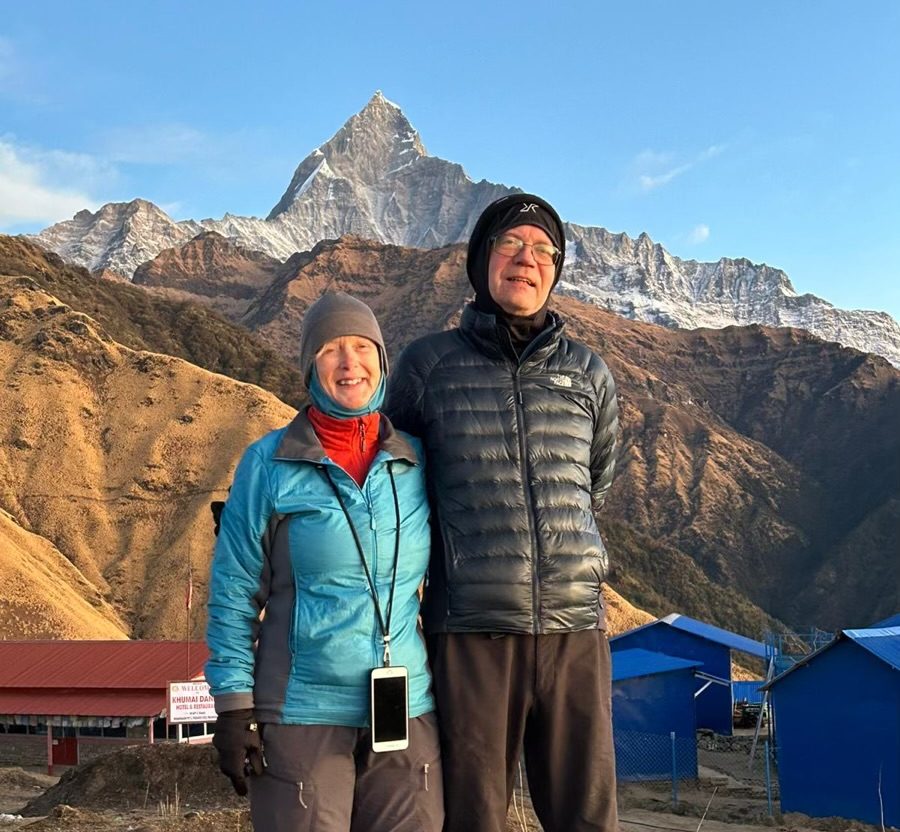 Beautiful Couple Enjoying the Scenic Khumai Danda Trek