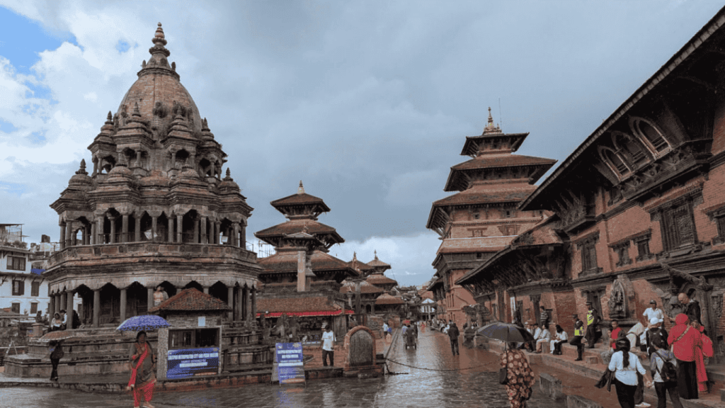Patan Durbar Square with Krishna Mandir and traditional Newari architecture Lalitpur Nepal