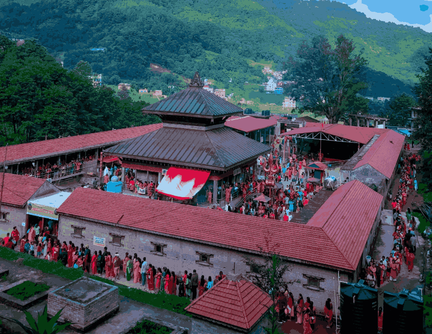 Devotes at Doleshwor Mahadev Temple during Maha Shivaratri festival in Bhaktapur, Nepal.