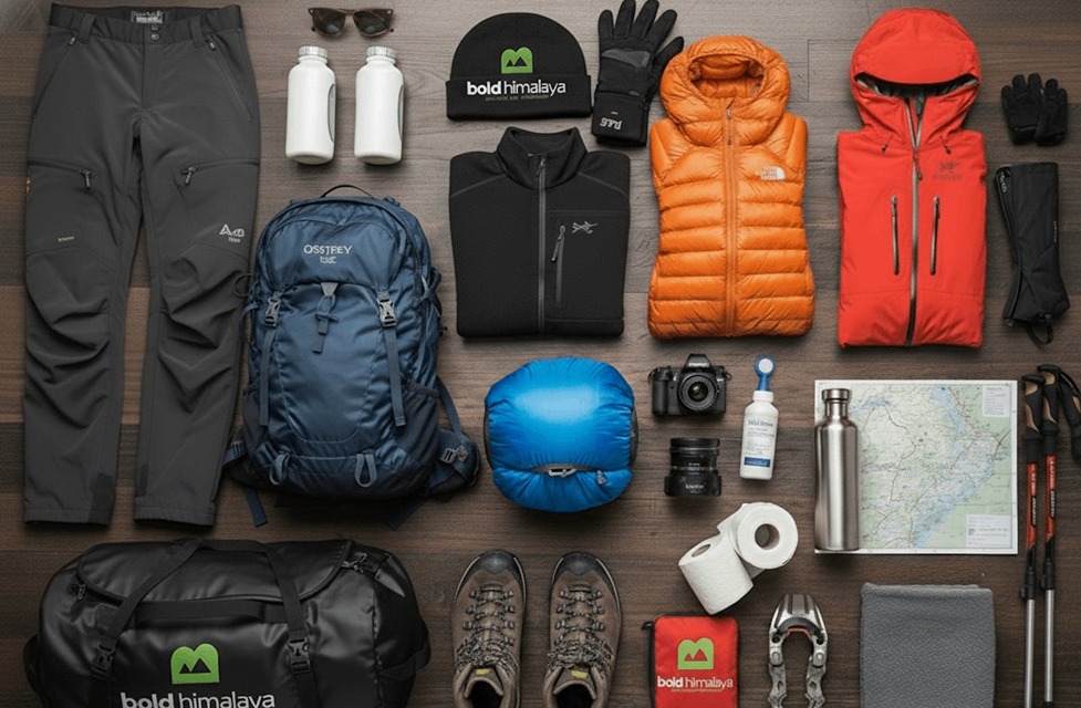 Essential packing list for Everest Base Camp trek with gear and clothing recommendations- Everest Base Camp Trek itinerary