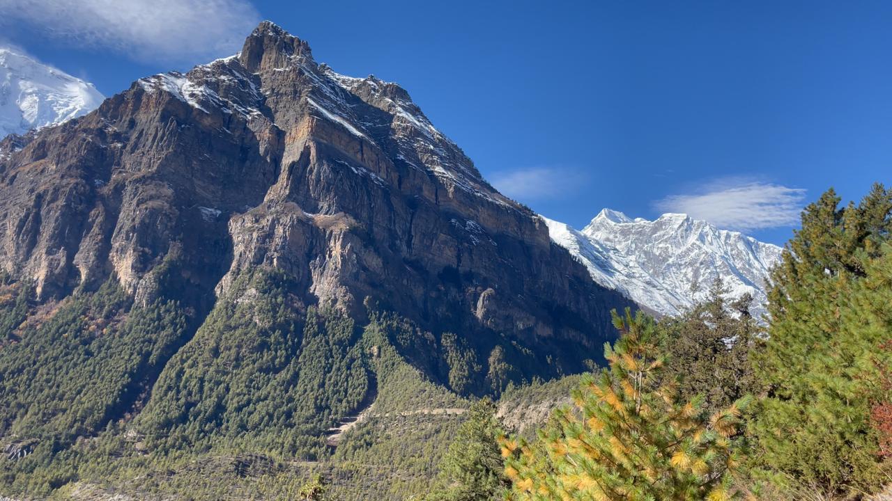 Annapurna Himalaya spring view from Manang Valley in Nepal.