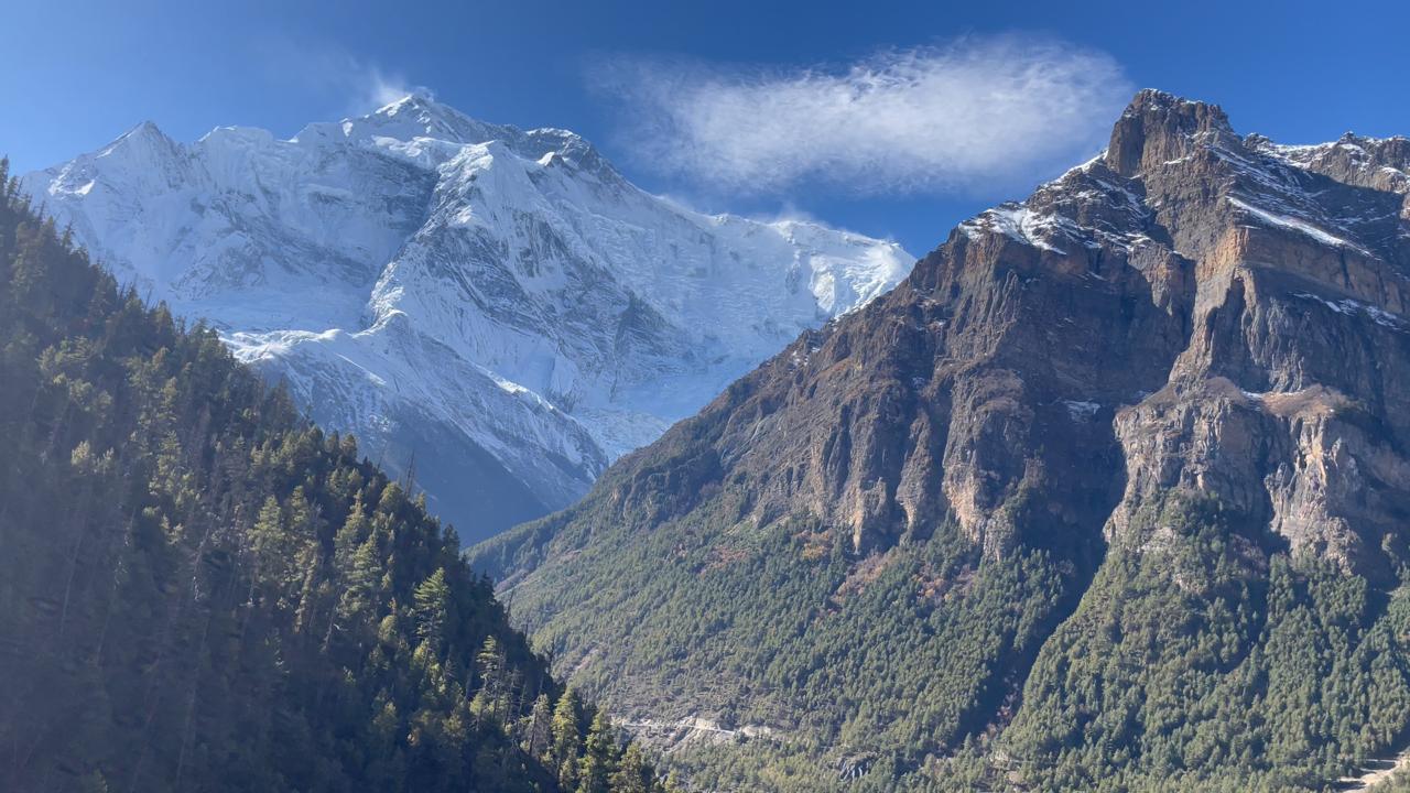 Annapurna Himalaya Range view on the way to Manang Tour in Nepal.
