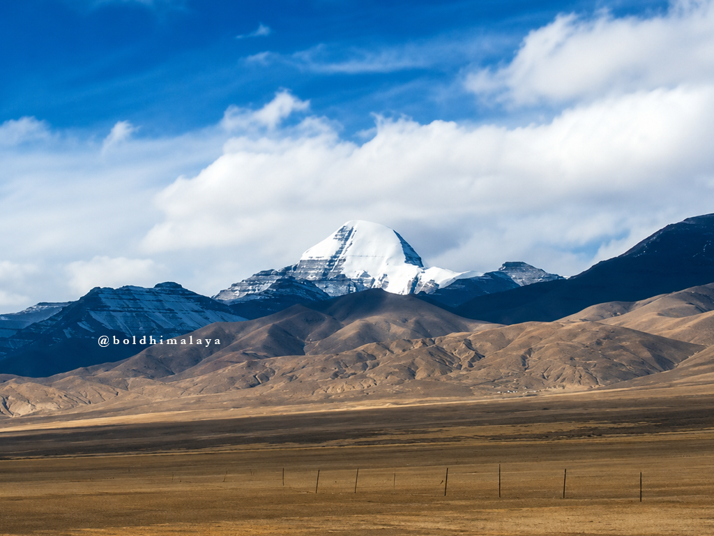 Snow-covered Mount Kailash seen rising above the Tibetan Plateau, during Kailash Mansarovar Yatra on Full Moon