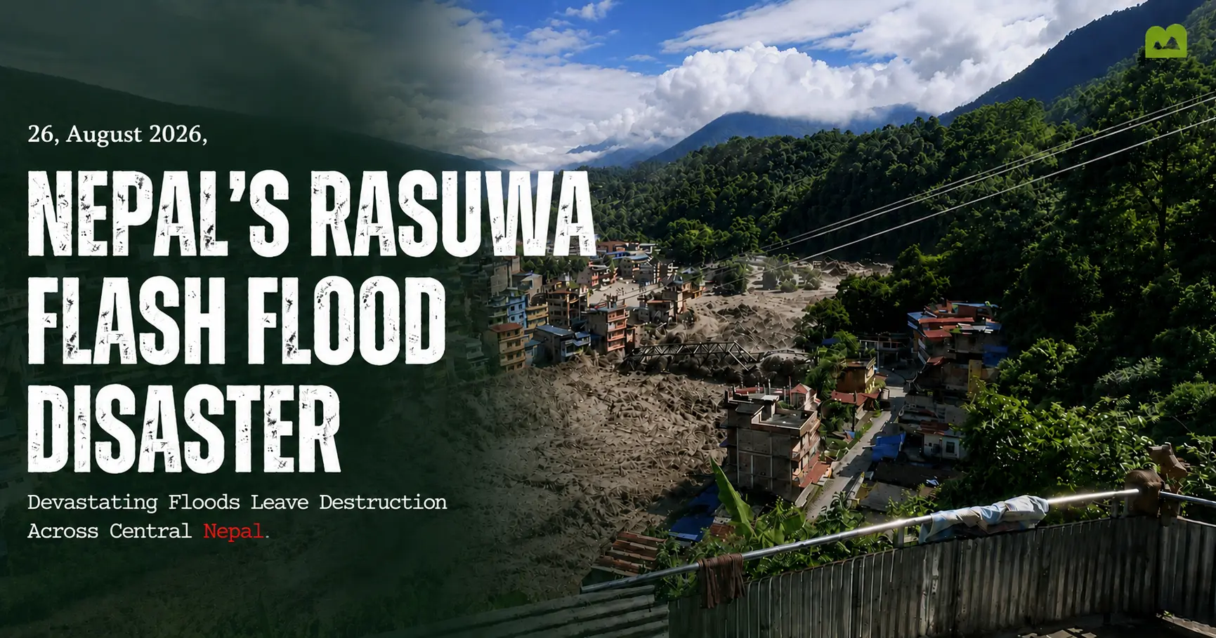 Rasuwa flash flood causing widespread flooding and damage central in Nepal.