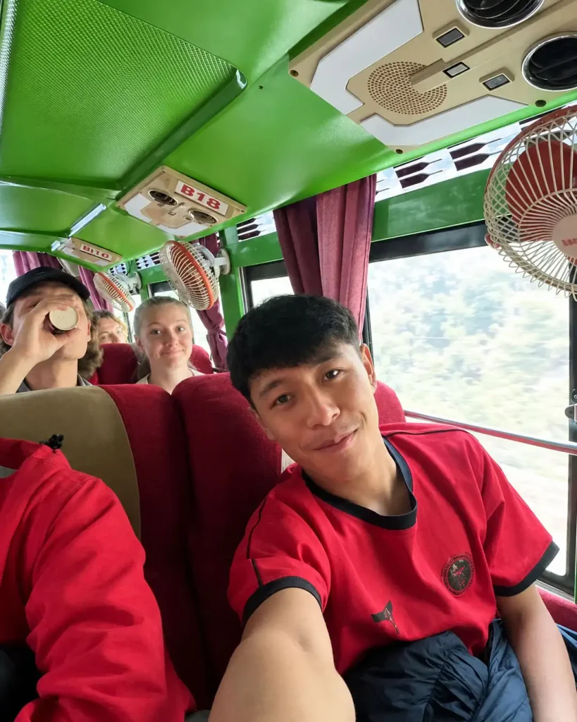 Trekkers Traveling by Local Bus to Machha Khola