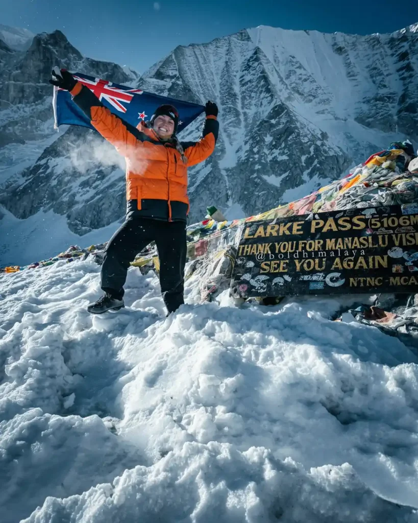 Mountaineer at Larke Pass